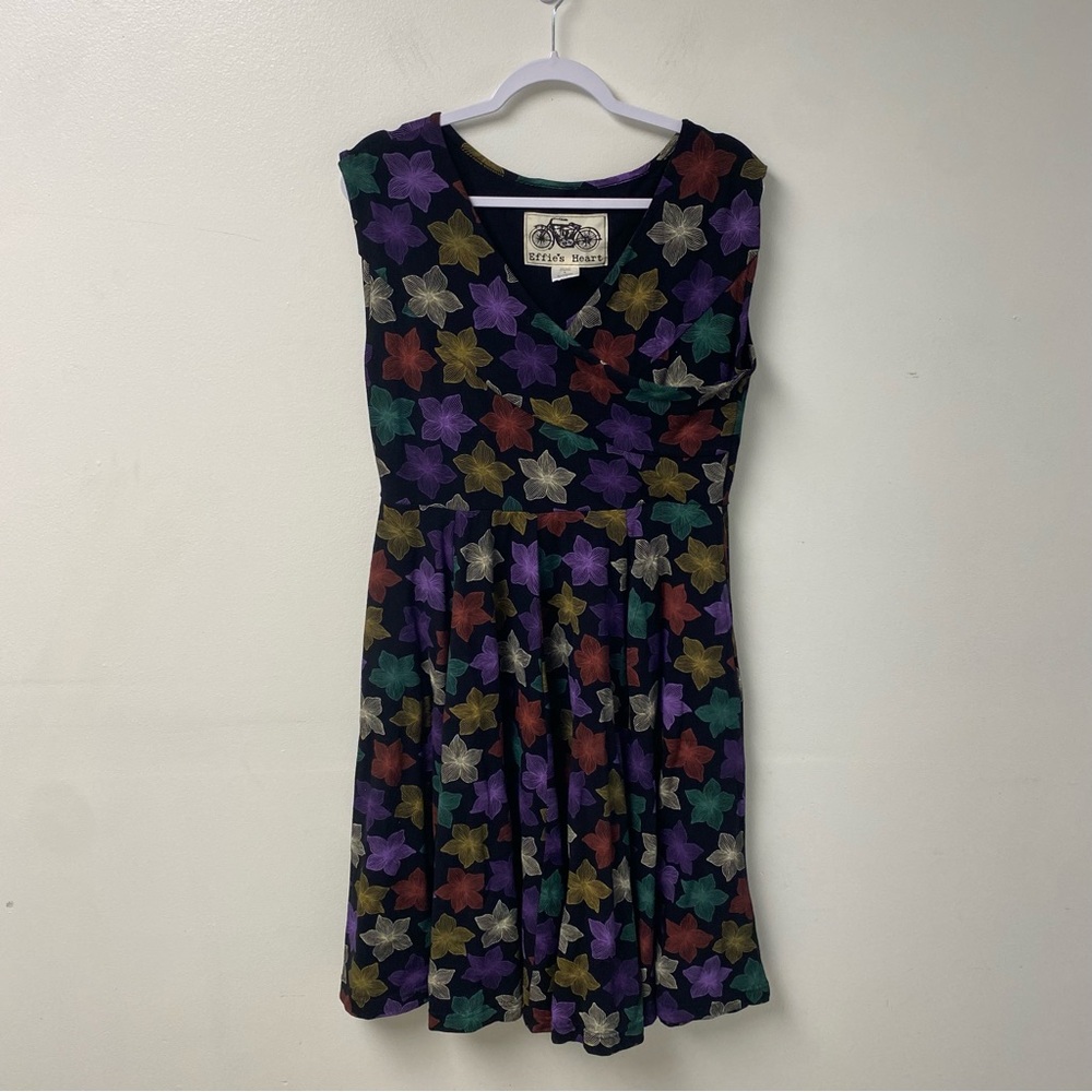 Effie's Heart Black and Purple Sundress V-Neck Sleeveless - Picture 2 of 7